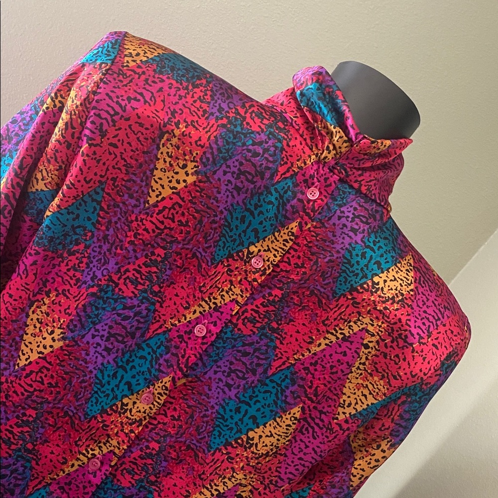Vintage Michelle Stuart Multicolor Abstract Button Down Shirt - Picture 9 of 12